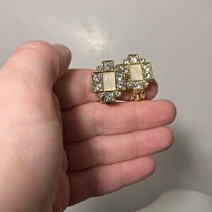 Heidi Daus earrings clip signed matches the monogram necklace